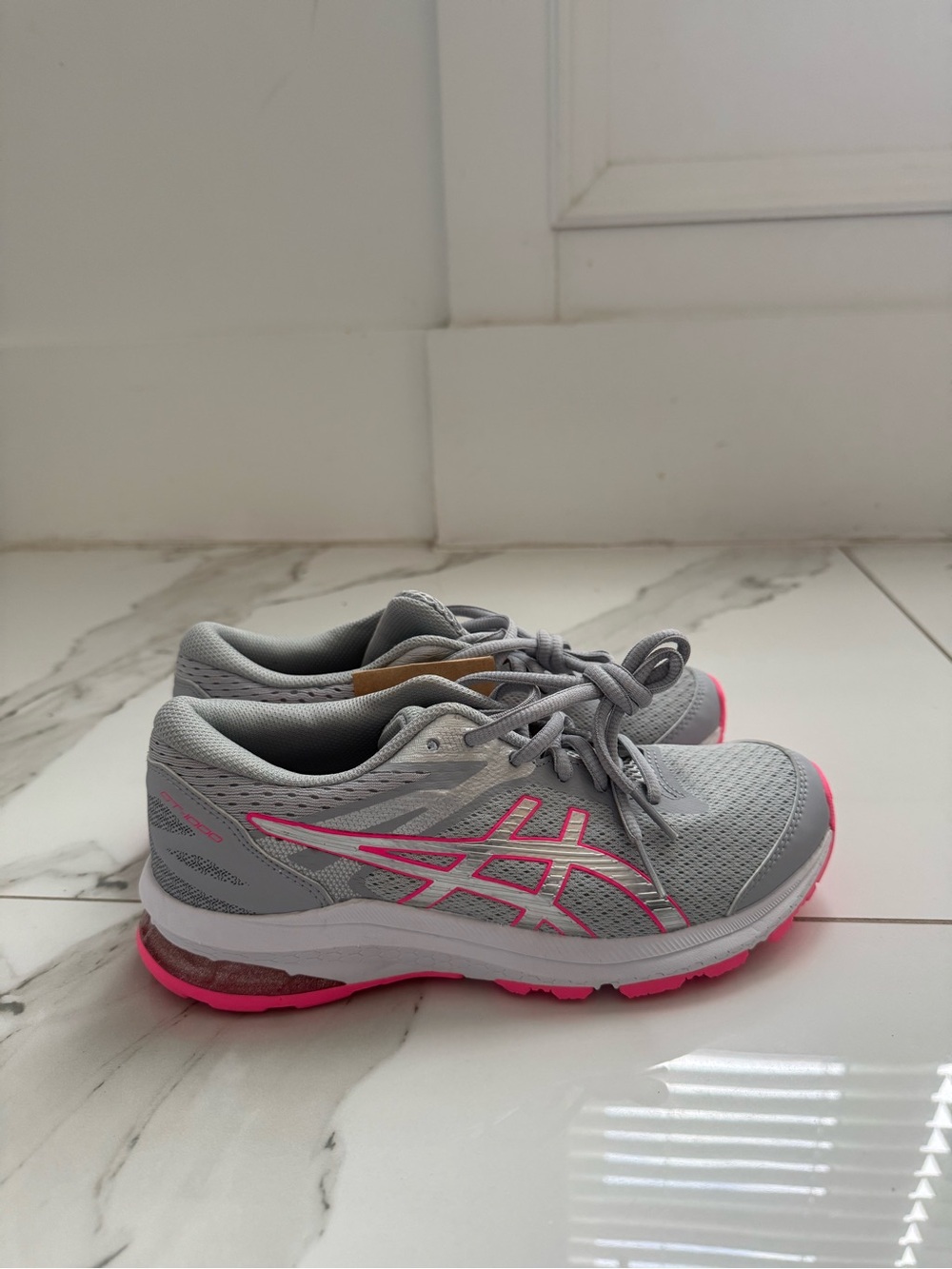 ASICS Kids Gray & Pink Running Shoes